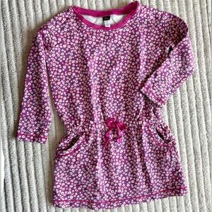 Tea Collection Pink Floral Long-Sleeve Drawstring Dress